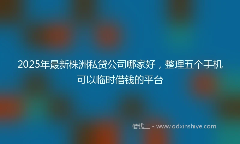 2025年最新株洲私贷公司哪家好，整理五个手机可以临时借钱的平台