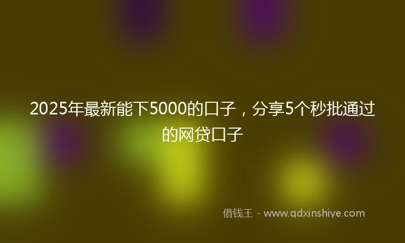 2025年最新能下5000的口子，分享5个秒批通过的网贷口子