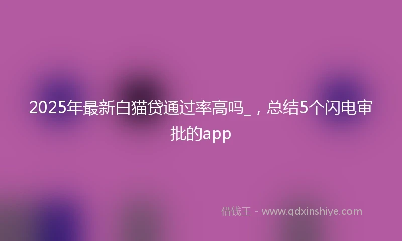 2025年最新白猫贷通过率高吗_，总结5个闪电审批的app