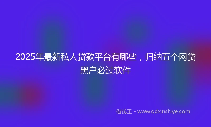 2025年最新私人贷款平台有哪些，归纳五个网贷黑户必过软件