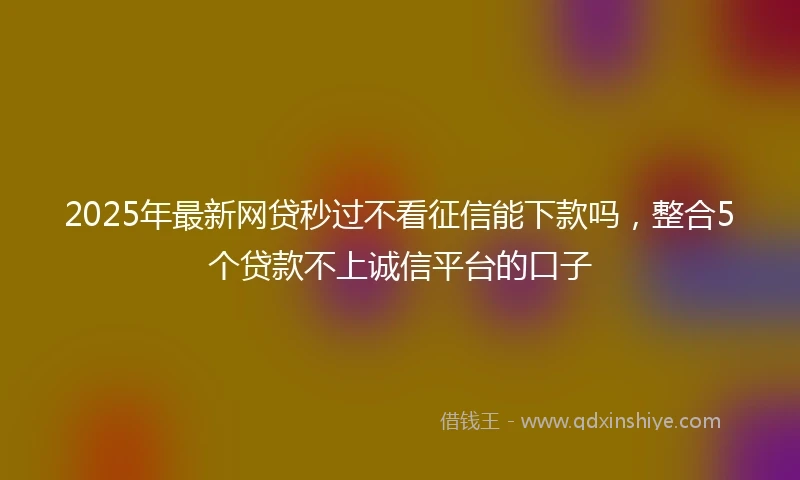 2025年最新网贷秒过不看征信能下款吗，整合5个贷款不上诚信平台的口子