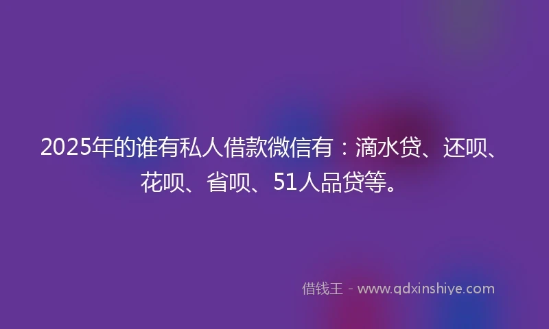 2025年的谁有私人借款微信有：滴水贷、还呗、花呗、省呗、51人品贷等。