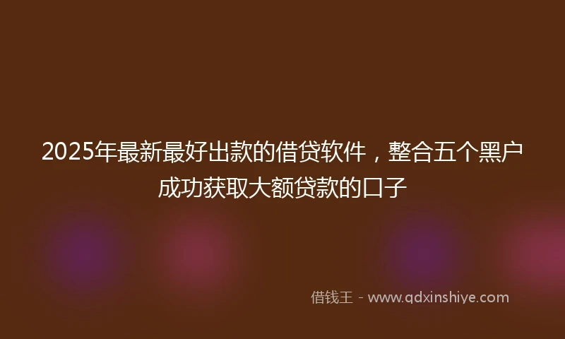 2025年最新最好出款的借贷软件，整合五个黑户成功获取大额贷款的口子