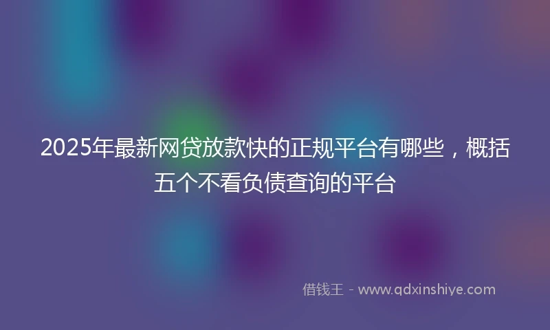 2025年最新网贷放款快的正规平台有哪些，概括五个不看负债查询的平台