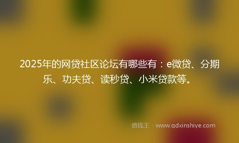2025年的网贷社区论坛有哪些有：e微贷、分期乐、功夫贷、读秒贷、小米贷款等。
