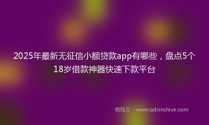 2025年最新无征信小额贷款app有哪些，盘点5个18岁借款神器快速下款平台