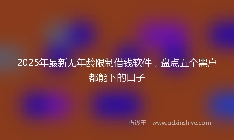 2025年最新无年龄限制借钱软件，盘点五个黑户都能下的口子