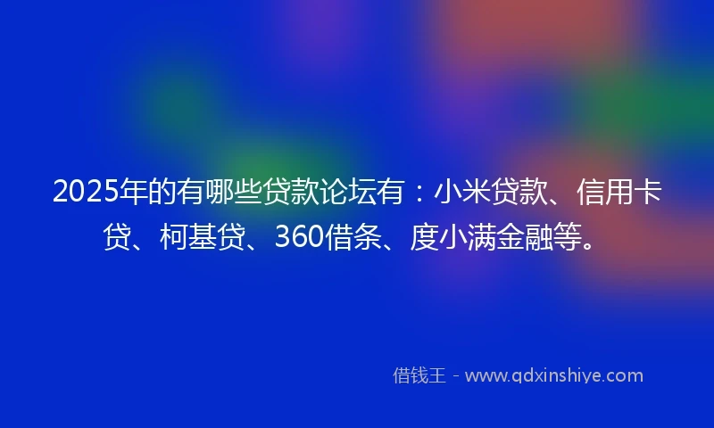 2025年的有哪些贷款论坛有：小米贷款、信用卡贷、柯基贷、360借条、度小满金融等。