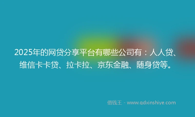 2025年的网贷分享平台有哪些公司有：人人贷、维信卡卡贷、拉卡拉、京东金融、随身贷等。