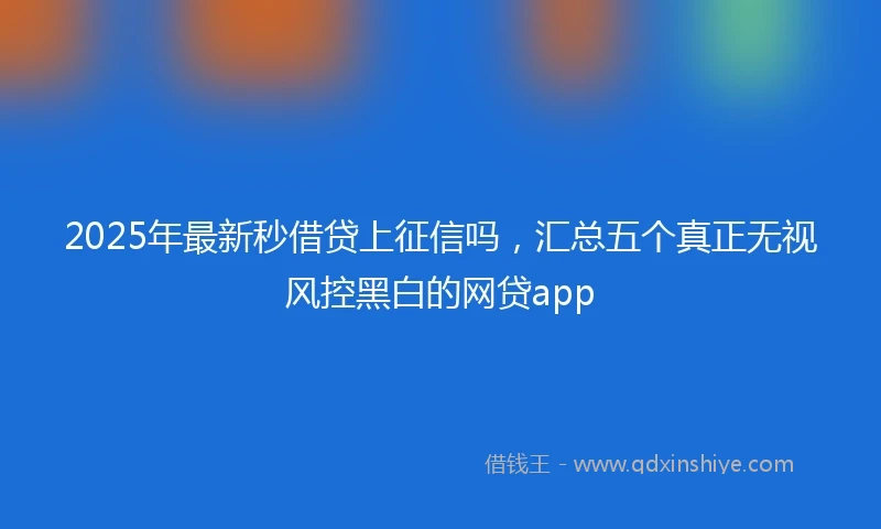 2025年最新秒借贷上征信吗，汇总五个真正无视风控黑白的网贷app