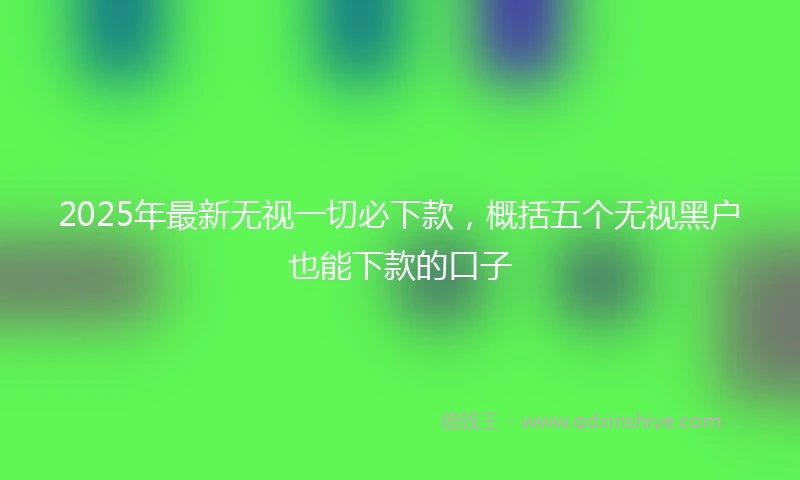 2025年最新无视一切必下款，概括五个无视黑户也能下款的口子
