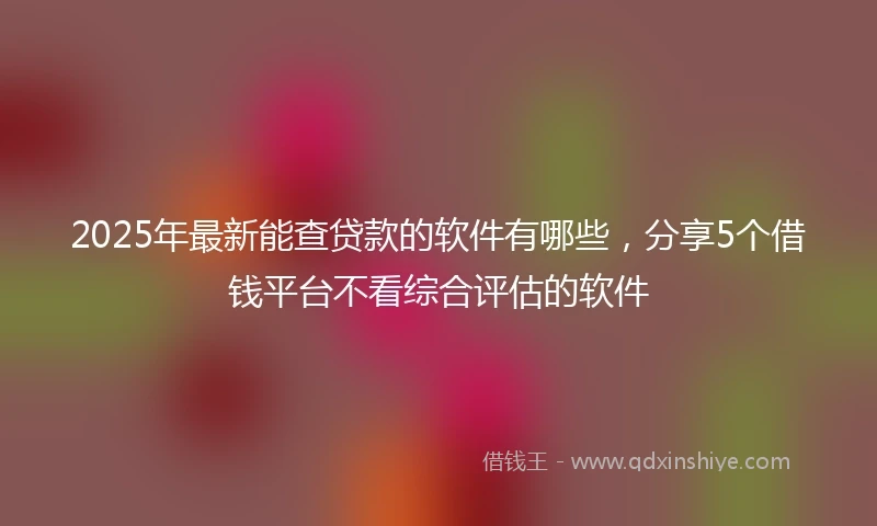 2025年最新能查贷款的软件有哪些，分享5个借钱平台不看综合评估的软件