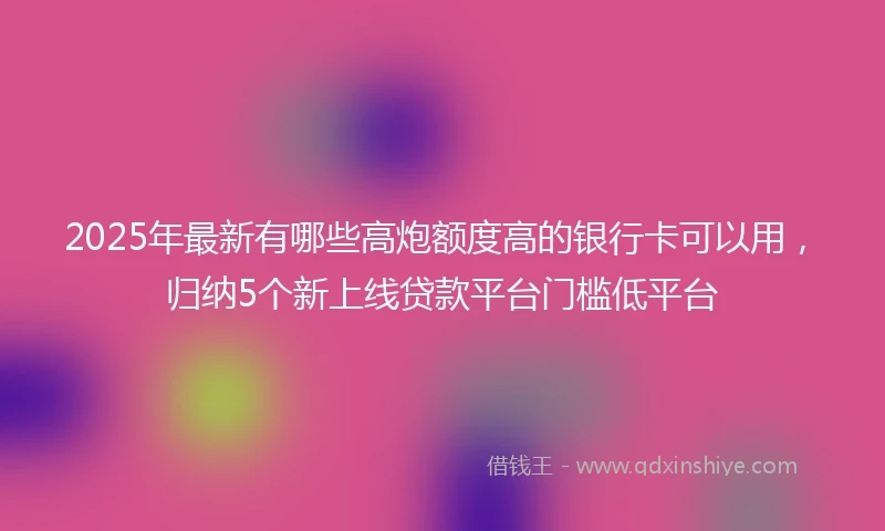 2025年最新有哪些高炮额度高的银行卡可以用，归纳5个新上线贷款平台门槛低平台