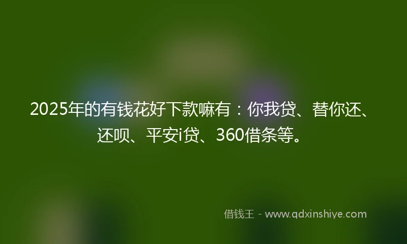 2025年的有钱花好下款嘛有：你我贷、替你还、还呗、平安i贷、360借条等。
