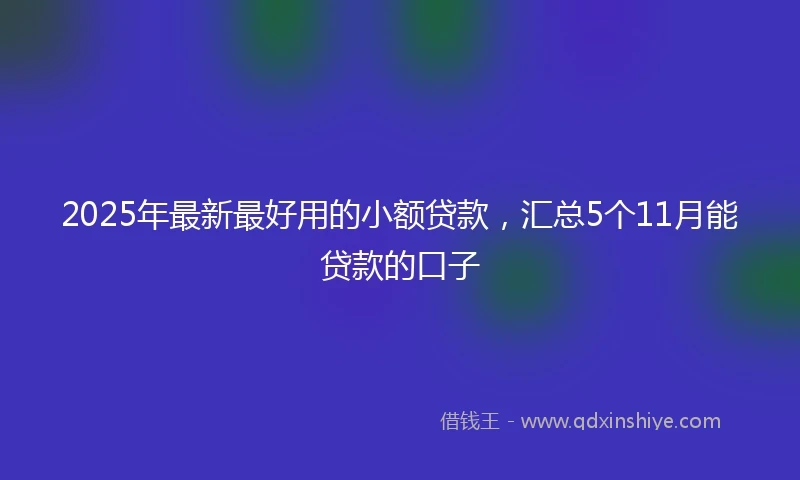 2025年最新最好用的小额贷款，汇总5个11月能贷款的口子