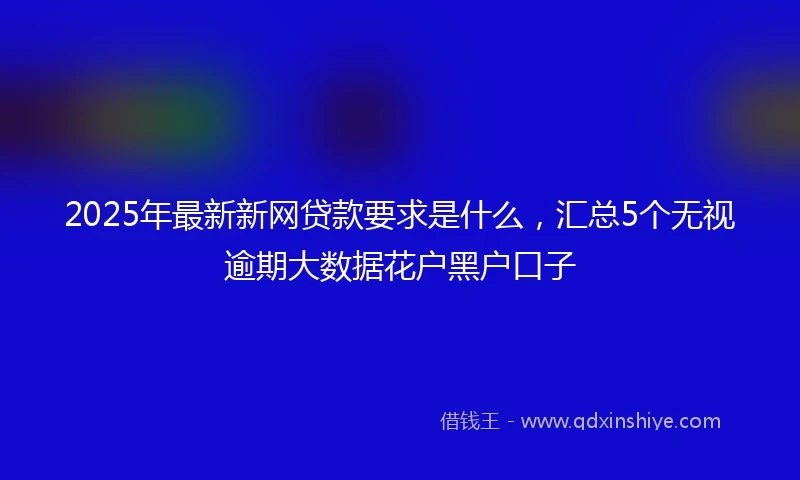 2025年最新新网贷款要求是什么，汇总5个无视逾期大数据花户黑户口子