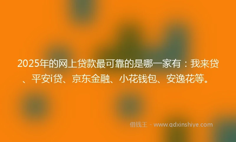 2025年的网上贷款最可靠的是哪一家有：我来贷、平安i贷、京东金融、小花钱包、安逸花等。