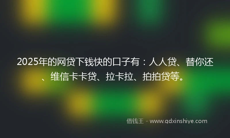 2025年的网贷下钱快的口子有：人人贷、替你还、维信卡卡贷、拉卡拉、拍拍贷等。