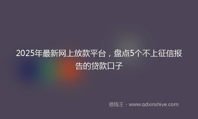 2025年最新网上放款平台，盘点5个不上征信报告的贷款口子