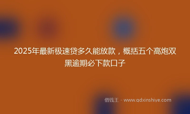 2025年最新极速贷多久能放款，概括五个高炮双黑逾期必下款口子