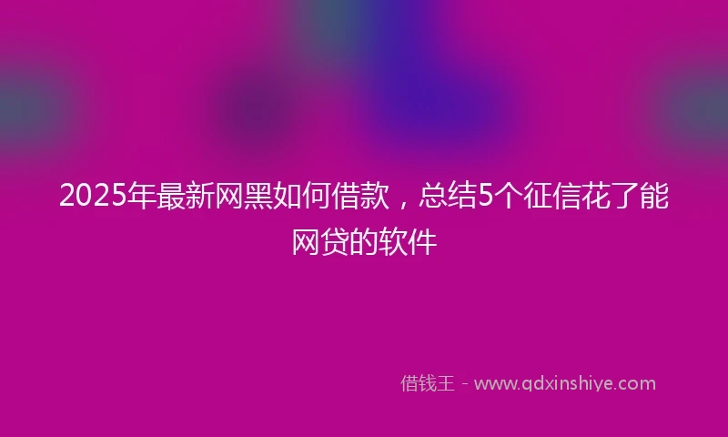 2025年最新网黑如何借款，总结5个征信花了能网贷的软件