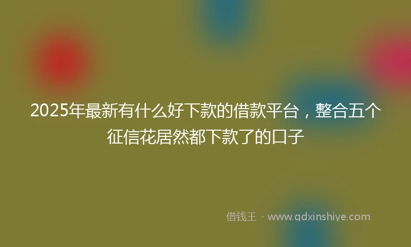 2025年最新有什么好下款的借款平台，整合五个征信花居然都下款了的口子