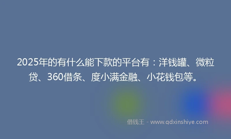 2025年的有什么能下款的平台有：洋钱罐、微粒贷、360借条、度小满金融、小花钱包等。