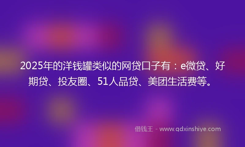 2025年的洋钱罐类似的网贷口子有：e微贷、好期贷、投友圈、51人品贷、美团生活费等。
