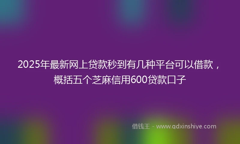 2025年最新网上贷款秒到有几种平台可以借款，概括五个芝麻信用600贷款口子