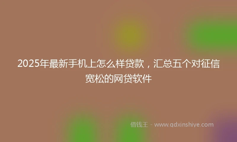 2025年最新手机上怎么样贷款，汇总五个对征信宽松的网贷软件