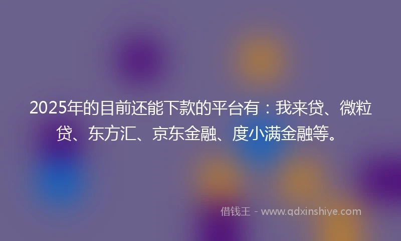 2025年的目前还能下款的平台有：我来贷、微粒贷、东方汇、京东金融、度小满金融等。