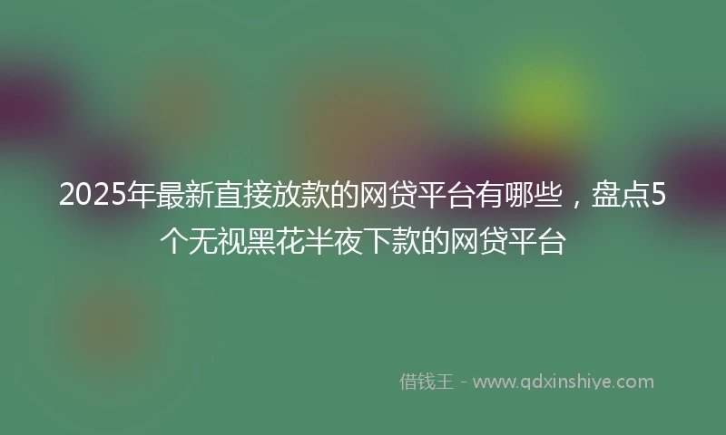 2025年最新直接放款的网贷平台有哪些，盘点5个无视黑花半夜下款的网贷平台