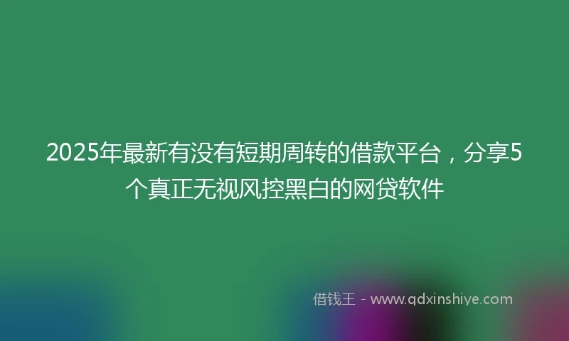 2025年最新有没有短期周转的借款平台，分享5个真正无视风控黑白的网贷软件