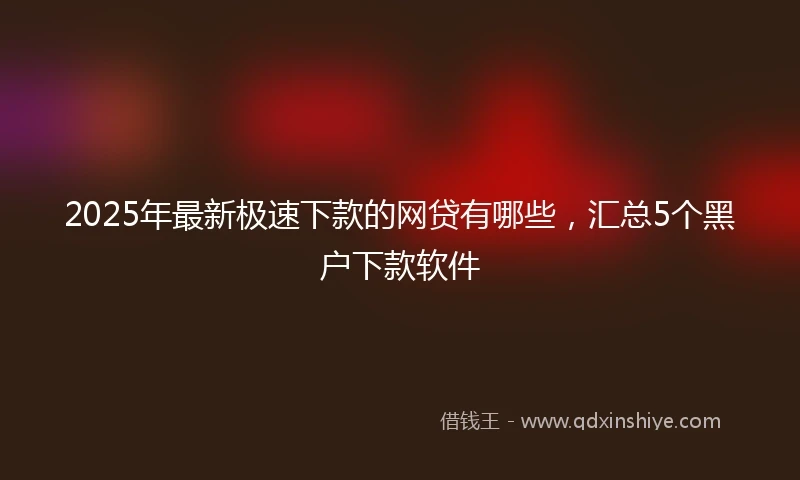 2025年最新极速下款的网贷有哪些，汇总5个黑户下款软件