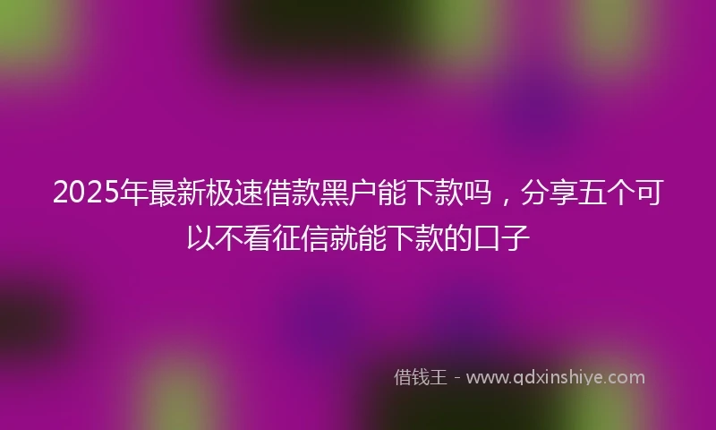 2025年最新极速借款黑户能下款吗，分享五个可以不看征信就能下款的口子