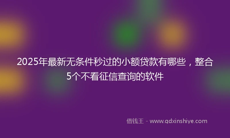 2025年最新无条件秒过的小额贷款有哪些，整合5个不看征信查询的软件