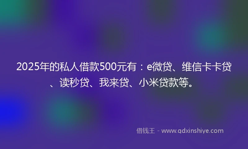 2025年的私人借款500元有：e微贷、维信卡卡贷、读秒贷、我来贷、小米贷款等。