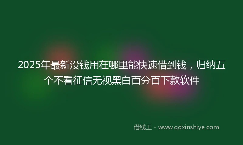 2025年最新没钱用在哪里能快速借到钱，归纳五个不看征信无视黑白百分百下款软件