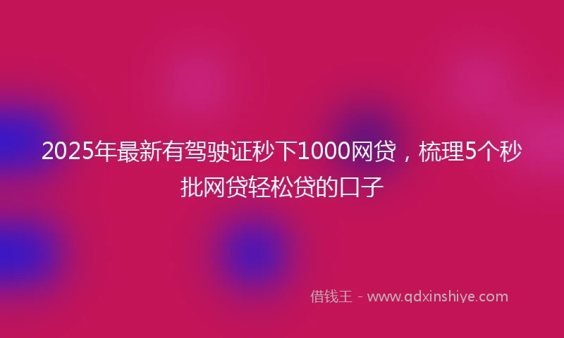 2025年最新有驾驶证秒下1000网贷，梳理5个秒批网贷轻松贷的口子