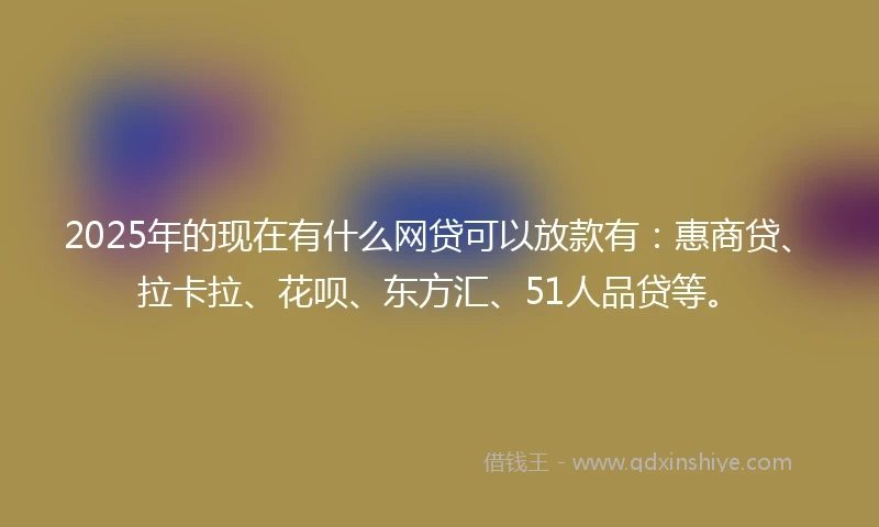 2025年的现在有什么网贷可以放款有：惠商贷、拉卡拉、花呗、东方汇、51人品贷等。