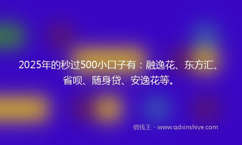 2025年的秒过500小口子有：融逸花、东方汇、省呗、随身贷、安逸花等。