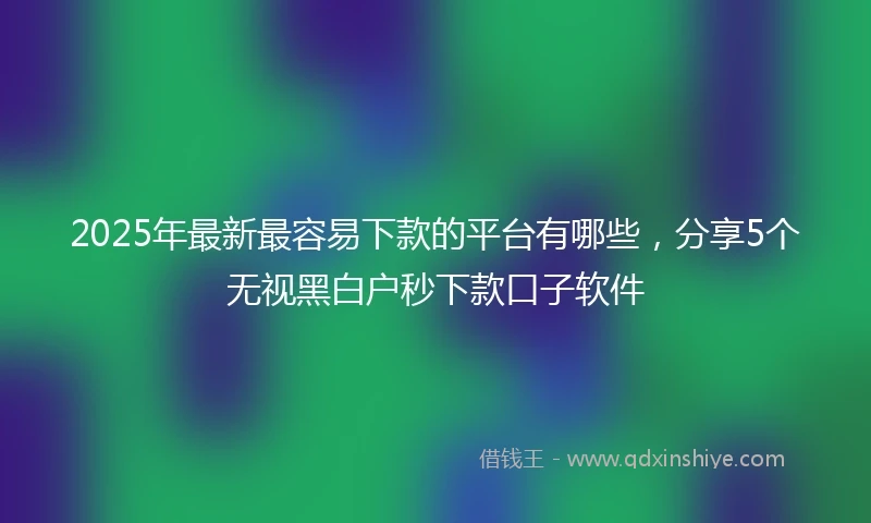 2025年最新最容易下款的平台有哪些，分享5个无视黑白户秒下款口子软件