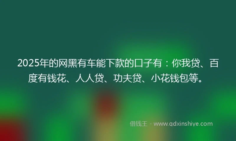 2025年的网黑有车能下款的口子有:你我贷、百度有钱花、人人贷、功夫贷、小花钱包等。