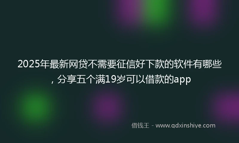 2025年最新网贷不需要征信好下款的软件有哪些，分享五个满19岁可以借款的app