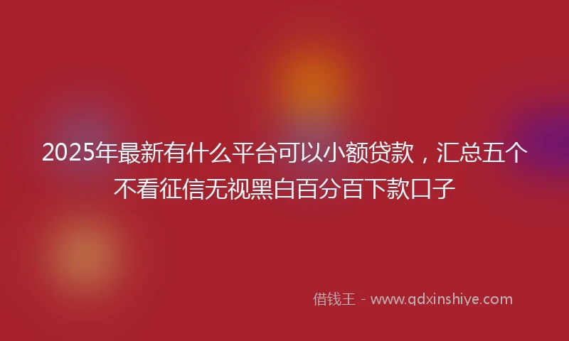 2025年最新有什么平台可以小额贷款，汇总五个不看征信无视黑白百分百下款口子