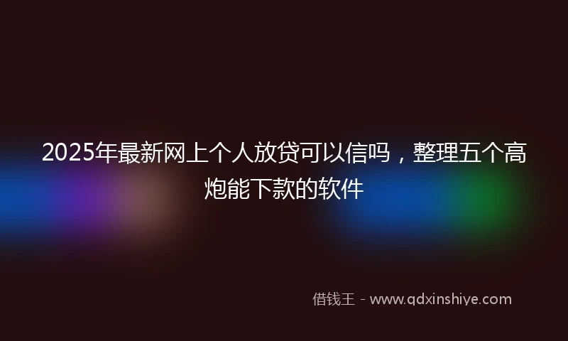 2025年最新网上个人放贷可以信吗，整理五个高炮能下款的软件