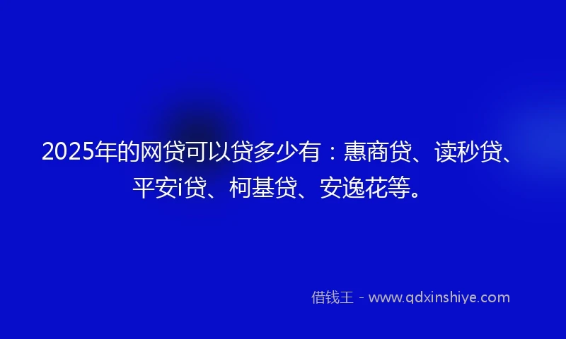 2025年的网贷可以贷多少有：惠商贷、读秒贷、平安i贷、柯基贷、安逸花等。