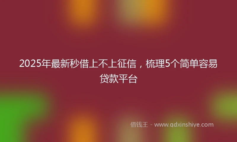 2025年最新秒借上不上征信，梳理5个简单容易贷款平台