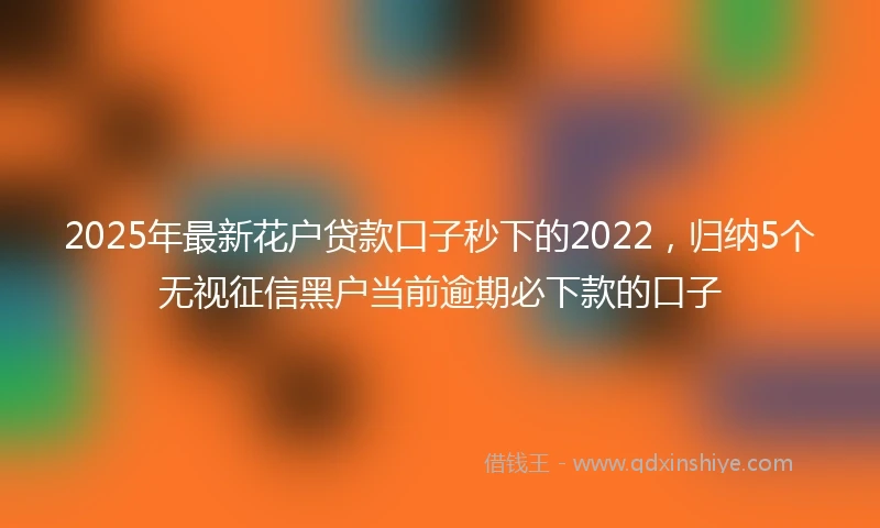 2025年最新花户贷款口子秒下的2022，归纳5个无视征信黑户当前逾期必下款的口子