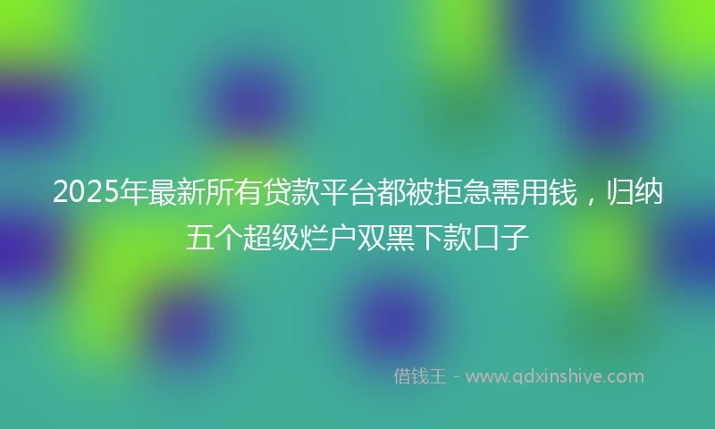 2025年最新所有贷款平台都被拒急需用钱，归纳五个超级烂户双黑下款口子